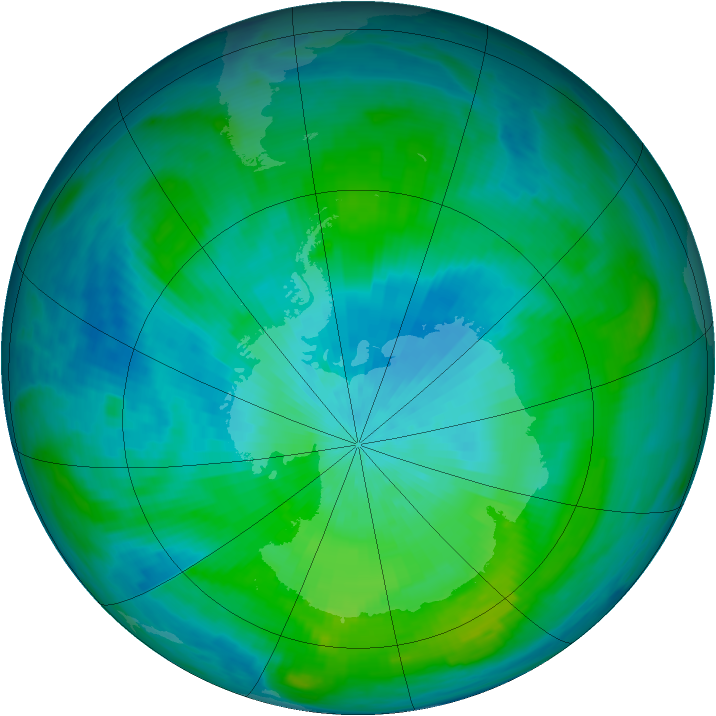 Antarctic ozone map for 23 February 1984